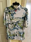 Kastel Denmark Short Sleeve Equestrian Riding Shirt Green Floral Print Xl New