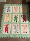 Vintage Handmade Appliqu   Clown Quilt 9 Block Baby Nursery Quilt Prairie Pointed