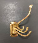 Solid Brass Coat Hook 4 Prong Wall Mount Swing Arm Vintage