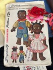 Rare Vtg 1947 Simplicity Pattern African American Boy   Girl Doll Kit Fabric Etc