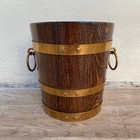 Vintage French Champagne Ice Bucket Cooler Made France Wood Brass 2903254