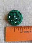 Vintage Large Green Metal Dome Button With Crystals