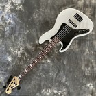 Electric Jazz Bass Guitar Left Handed Maple Neck Black Hardware White 5 String 
