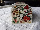 Vintage England Tin Floral Design Hinged Metal 6   Long 5  Wide And 4 1 2  Tall