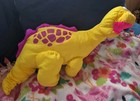 Vintage Fisher Price Dino-roars Yellow Dinosaur Plush 1992 Nylon Roars    Euc