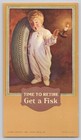 1926 Fisk Tires Time To Retire Sleepy Boy With Candle Ink Blotter 3 5x6 25 