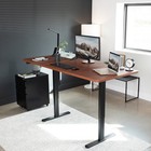 Vivo Electric 71    X 30    Stand Up Desk Workstation  Dark Walnut Top  Black Frame