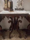 Victorian Square Mahogany Marble-top Side Table Brown white 30x32x30 In