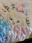 Vtg Handmade Yellow Gingham Embroidered Kids Baby Crib Quilt Blanket Wall Hang