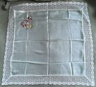 2 Antique Lace Hankies    souvenir De France    Embroidered Silk  1918 Blue white