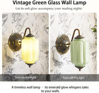 Antique Gold Milk Glass Wall Sconce - Vintage Green Shade   Brass Finish Base -