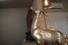 Vintage Pair Set Large Solid Brass Deer Figurine Statues Buck And Doe  Decor