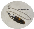 Handmade Crystal Tiger Eye Bullet Healing Pendulum  Garnet Bead Healing Dowsing 