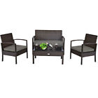 Costway 4pcs Outdoor Patio Rattan Furniture Set Cushioned Sofa Coffee Table Deck