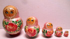 Vintage Wooden Hand Painted Russian Matryoshka Nesting Dolls 5 Piece Pink Floral