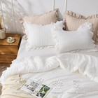 Jollyvogue Queen Comforter Set  3 Pieces White Seersucker Comforters Queen Si   
