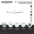 Kingston Brass Stainless Steel Adjustable Curved Shower Rod Matte Black 47 -60 