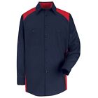 Red Kap Work Shirt Motorsport Specialty Auto Mechanic Two Tone 2 Pocket Uniform