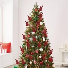 60 Pcs Christmas Glittered Red Leaves 13  Artificial Glitter Christmas Tree B   
