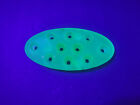 Vintage Uranium Satin Glass Oval 10 Hole Flower Frog 5 25 x 2 5 