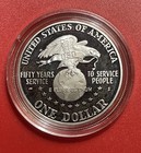 1991 S Proof Uso Commemorative Silver Dollar  Capsule  No Ogp  Some Light Haze 