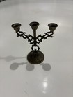 Vtg Solid Brass Candelabra 3 Arm Mini Candlestick Holder  By Interpur   italy