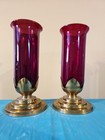 Vtg Superb Pair 2  Sanctuary Lamp Altar Religious  Brass Church Chapel Antique