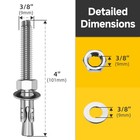 3 8 X 4 Inch Wedge Anchors 304 Stainless Steel Heavyduty Masonry Bolts 10pcs Fo