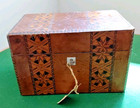 Antique Victorian Tonbridge Wooden Keepsake Sewing Box  9 5 X 6 75 X 5 5 Inches