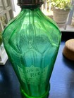 Mid Century Seltzer Bottle   Fluted Green Etched Czech Glass   Laing   Reeve
