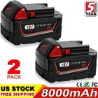 2pack For Milwaukee M18 18v 8 0 Ah Extended Capacity Lithium Battery 48-11-1860