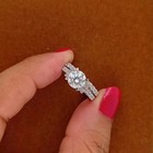 Moissanite Bridal Set Engagement Ring Solid 14k White Gold 2 50 Ct Round Cut