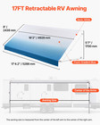 17ft Retractable Rv Awning Kit Aluminum Frame Waterproof Pvc Fabric Trailer Awni