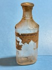Antique Clear Glass Medicine Bottle Partial Label Berlin Drug     Hazel-atlas H 27