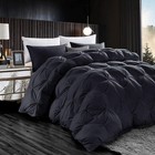 Luxury Bedding King Comforter - Goose Down Pinch Pleat Black 120x98