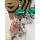 Limited Edition Starbucks Barista Bear Cup Glass Cup With Straw Cute Gift