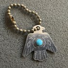 70   s Turquoise Thunderbird Hotel Casino Key Chain Las Vegas Nevada Souvenir Fob