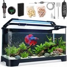 3 5 Gallon Fish Tank Kit Filter Heater Led Light Thermometer Betta Shrimp New