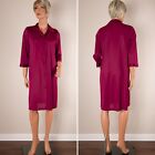      Vintage Vanity Fair Burgundy Wine Robe Silky Nylon Pocket Embroidered S