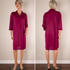      Vintage Vanity Fair Small Burgundy Robe Silky Nylon Pocket Embroidered