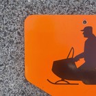 Vintage Snowmobile Crossing Trail Pentagon Sign Orange   Black