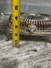 Vintage Silverplate Roll Top Footed Butter Dish Made In Hong Kong