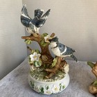 Vintage 1985 Porcelain Bluejay   s Figurine Music Box   Bluejay Figurine Set Of 2
