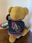 Fao Schwarz Brown Teddy Bear Plush Black Letterman Jacket Stuffed Animal New