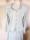 Vintage 80s Incite Mint Green Skirt Suit Size 6 Pleated Skirt V-neck Usa Made