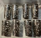 Mexican Rose Motif Vintage Silver Overlay Tumblers  Set Of 8