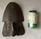 Vtg  Antique South American Carved Wood Aztec   Mayan Face Wall Mask  9 5  T