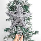 Christmas Tree Top Glitter Gold Hollow Star Xmas Tree Toppers Party