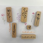 6pcs Vintage Wood Rubber Stamp Plant And Flower Retro Decorative Mounted Wood   