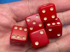          -set Of 5            beautiful Vintage Opaque Red Bakelite  Dice         rb-5